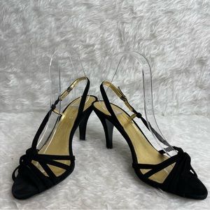 J. Crew Black Strappy Slingback Heels